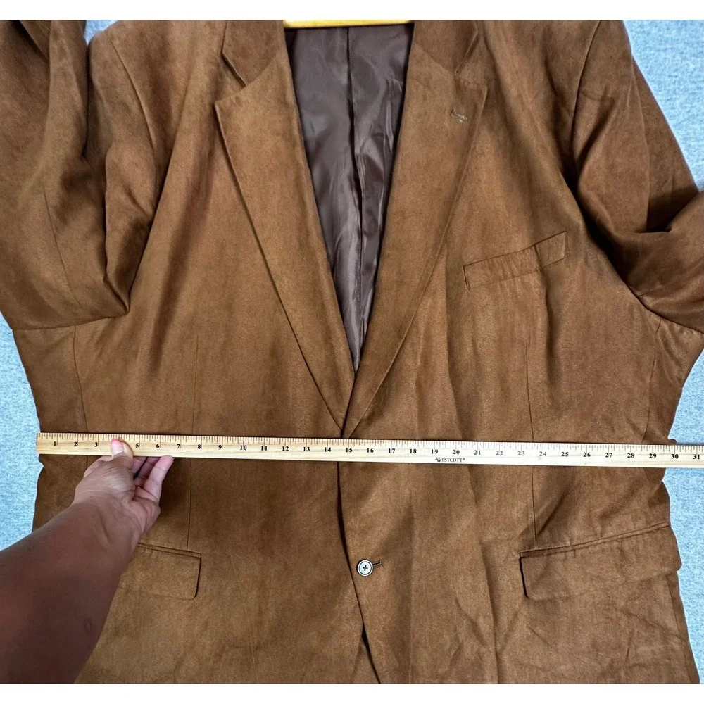 KS Signature Blazer Mens 62 Big Camel Brown Faux Suede Sport Coat